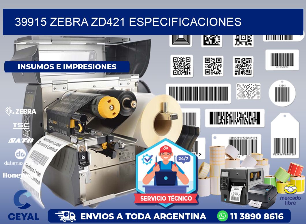 39915 Zebra ZD421 especificaciones