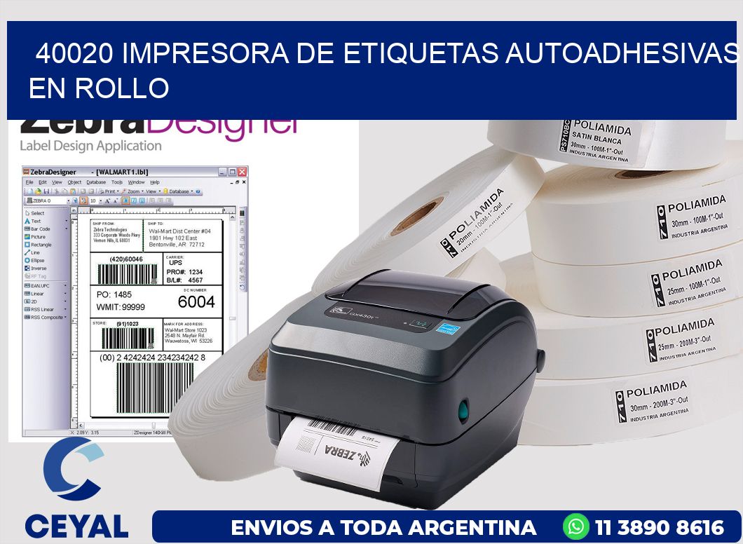 40020 impresora de etiquetas autoadhesivas en rollo