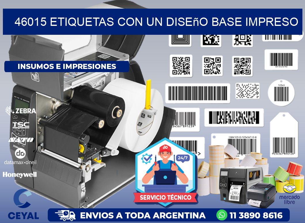 46015 etiquetas con un diseño base impreso