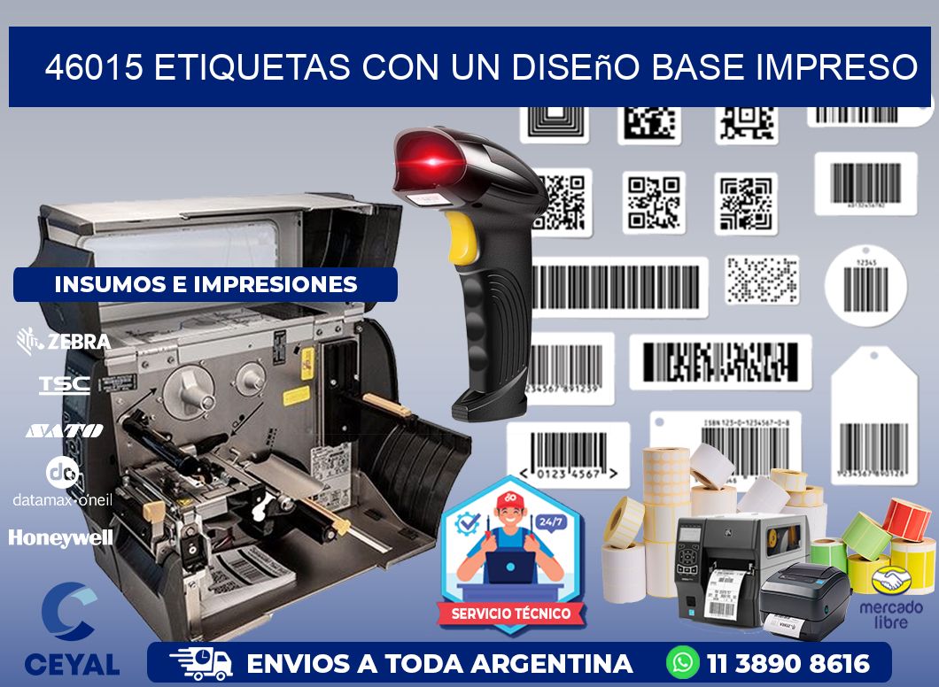 46015 etiquetas con un diseño base impreso