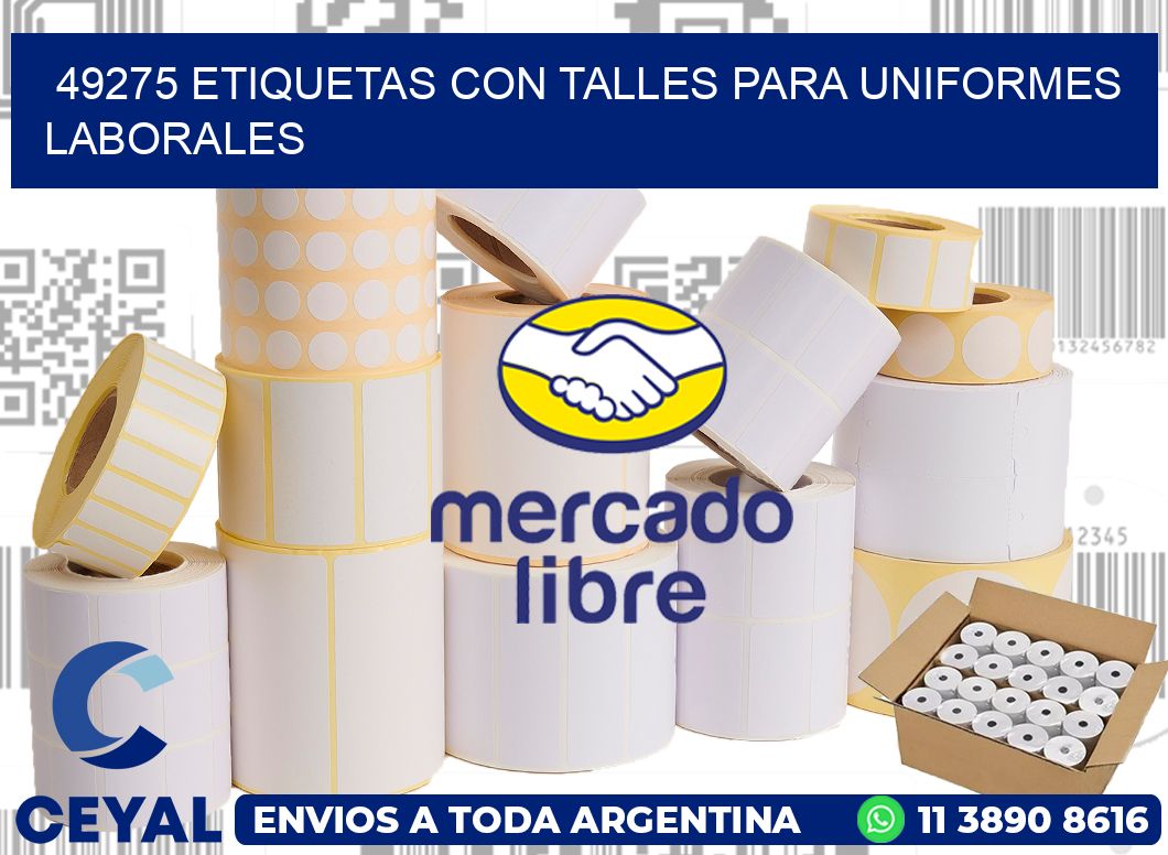 49275 etiquetas con talles para uniformes laborales