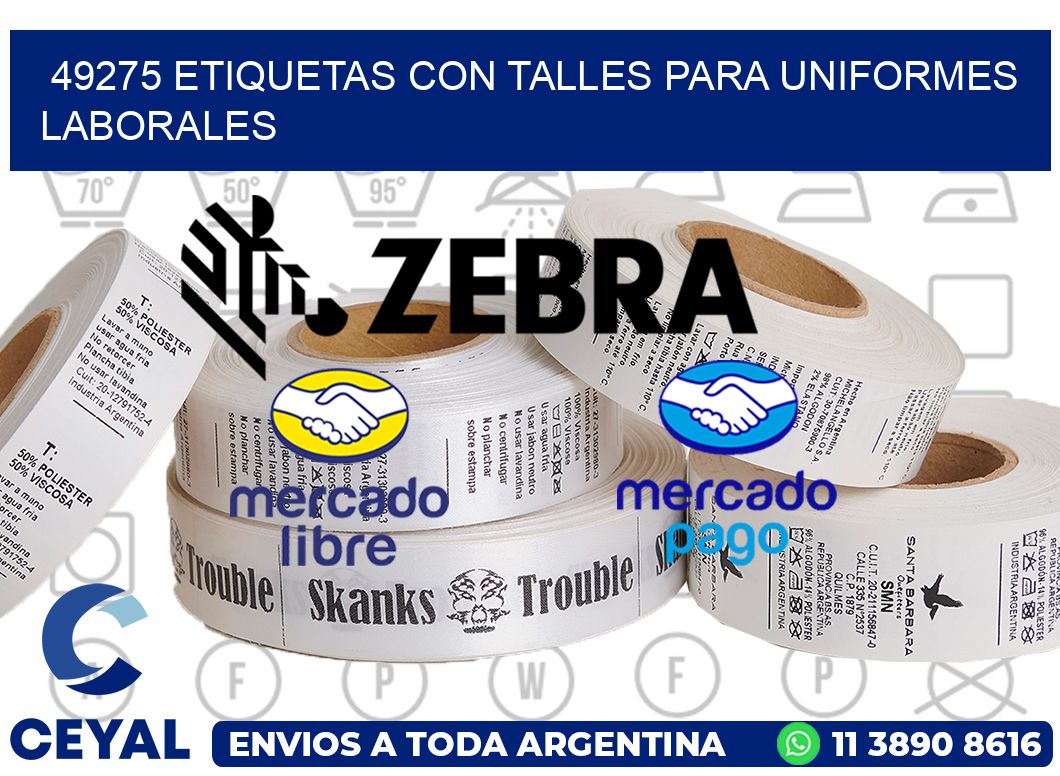 49275 etiquetas con talles para uniformes laborales
