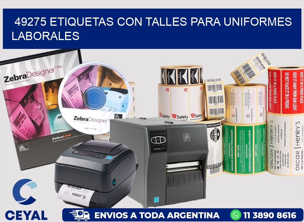 49275 etiquetas con talles para uniformes laborales