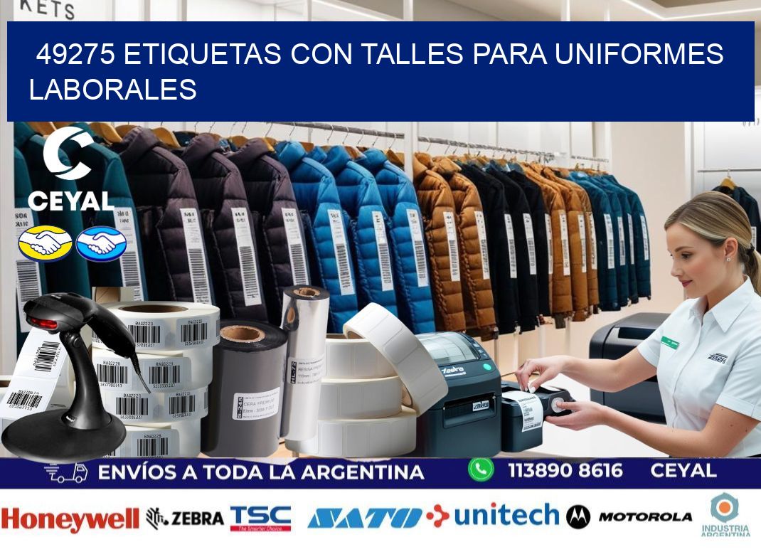 49275 etiquetas con talles para uniformes laborales