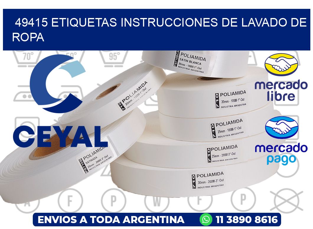 49415 etiquetas instrucciones de lavado de ropa