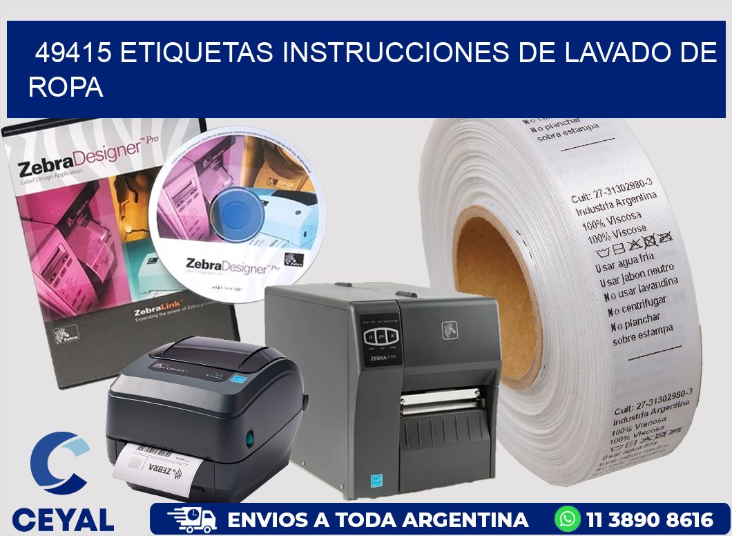49415 etiquetas instrucciones de lavado de ropa