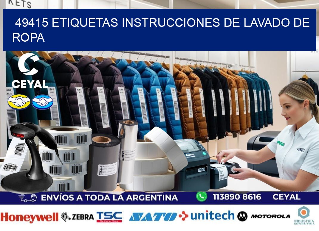 49415 etiquetas instrucciones de lavado de ropa