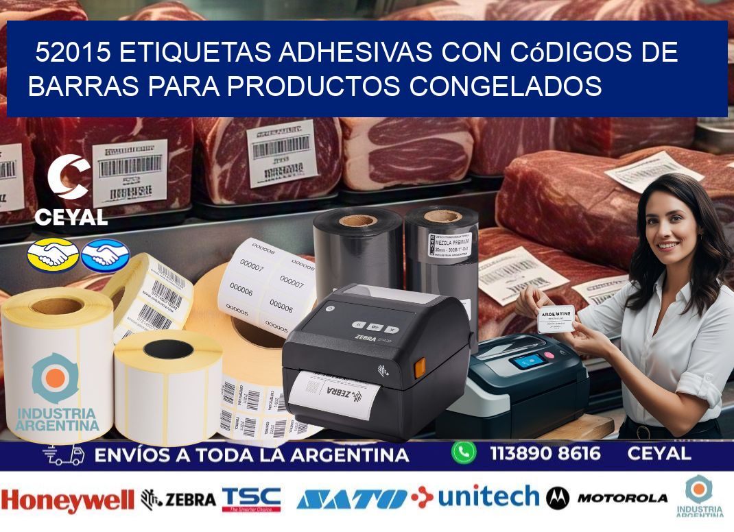 52015 Etiquetas adhesivas con códigos de barras para productos congelados