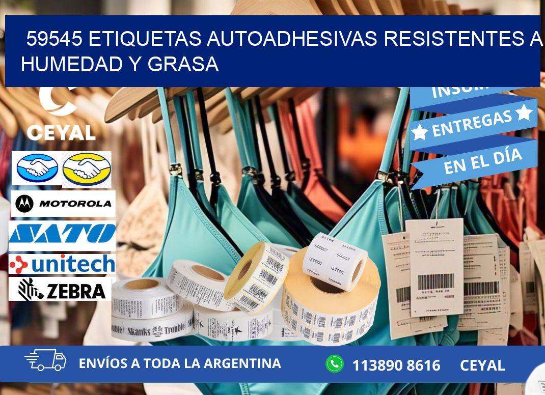 59545 etiquetas autoadhesivas resistentes a humedad y grasa
