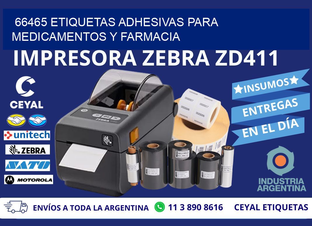 66465 Etiquetas adhesivas para medicamentos y farmacia