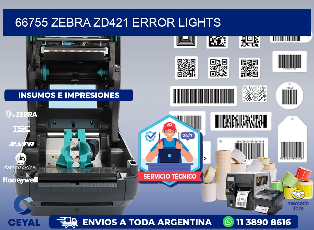 66755 Zebra ZD421 error lights