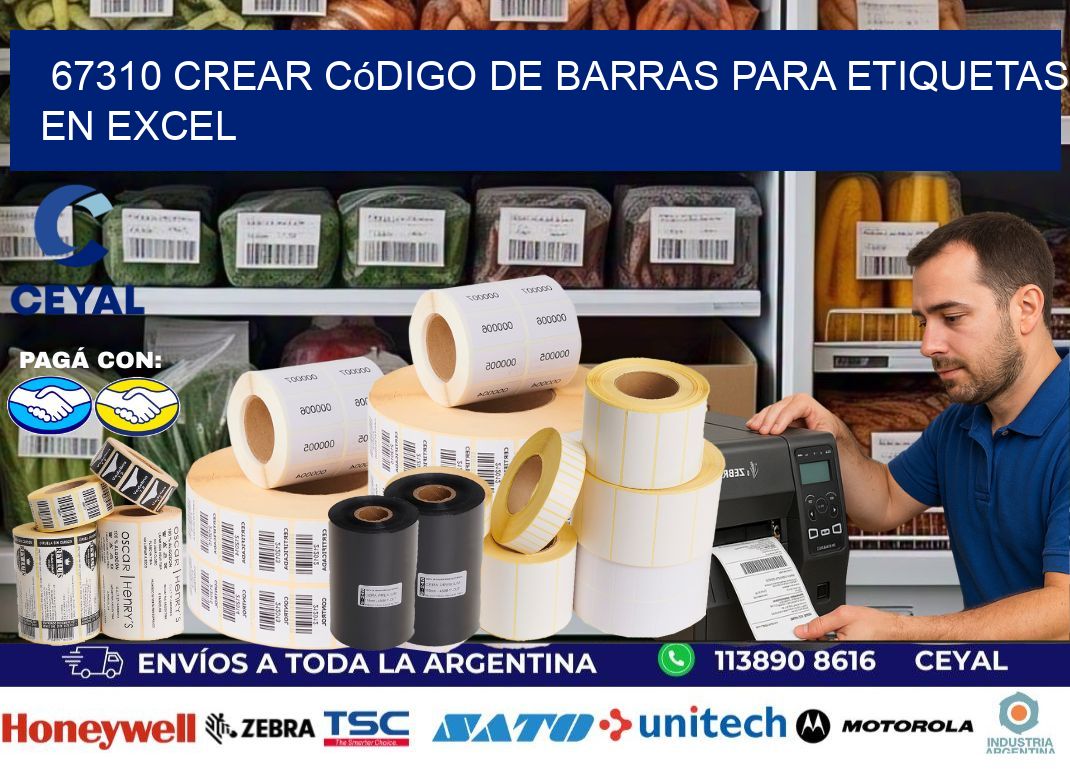 67310 Crear código de barras para etiquetas en Excel