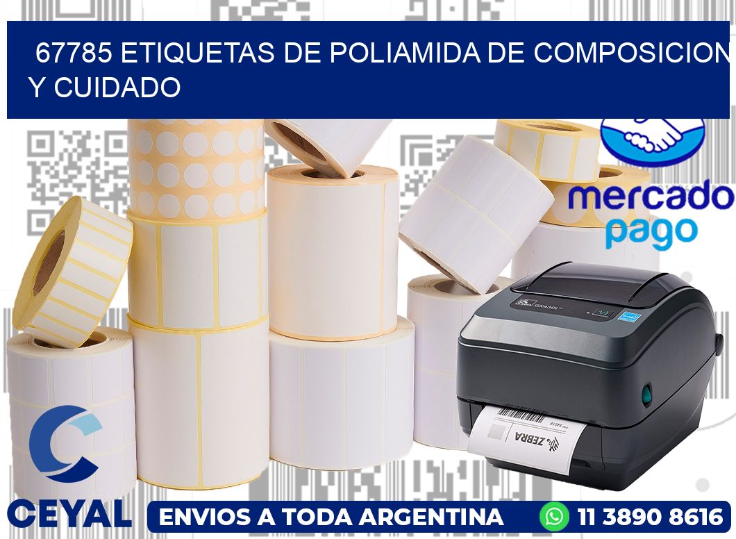 67785 etiquetas de poliamida de composicion y cuidado