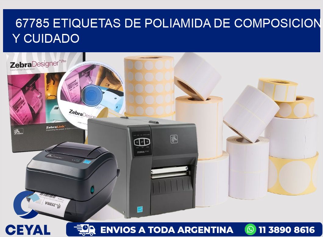 67785 etiquetas de poliamida de composicion y cuidado