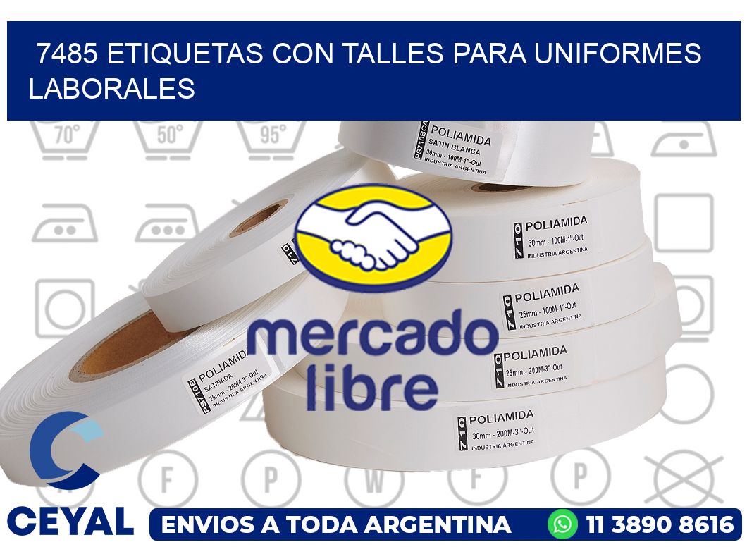 7485 etiquetas con talles para uniformes laborales