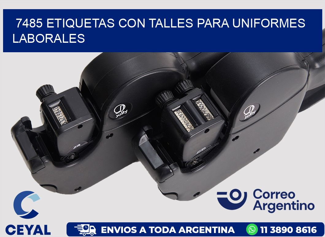 7485 etiquetas con talles para uniformes laborales