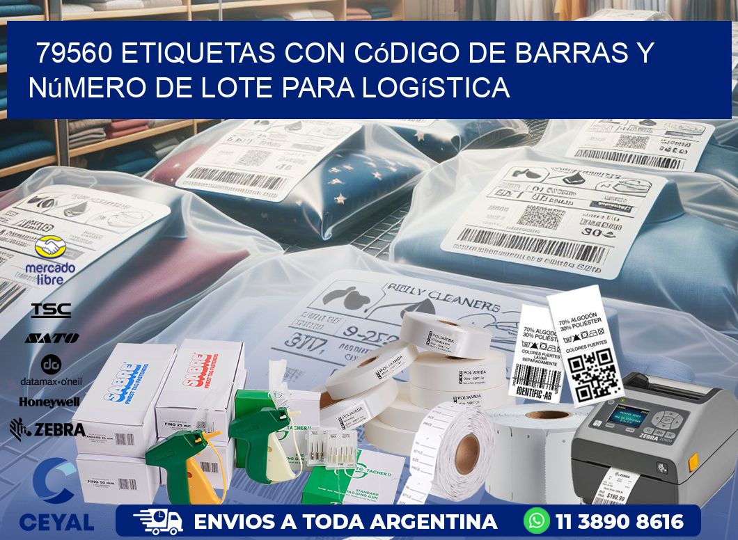 79560 etiquetas con código de barras y número de lote para logística