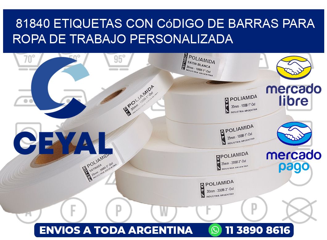 81840 Etiquetas con código de barras para ropa de trabajo personalizada
