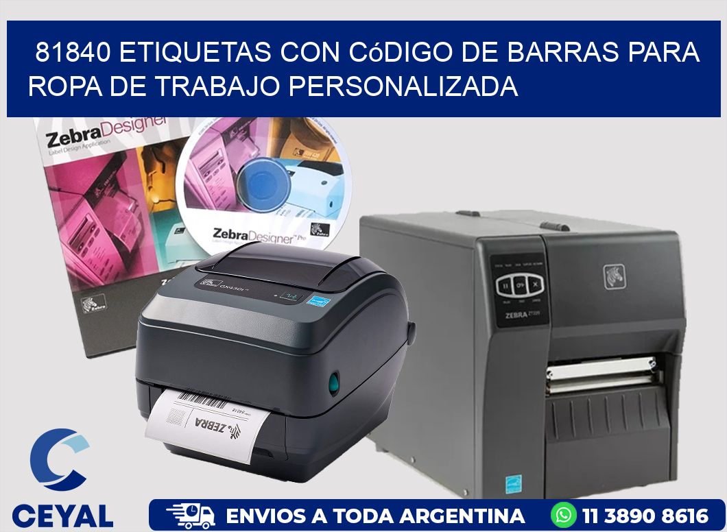 81840 Etiquetas con código de barras para ropa de trabajo personalizada