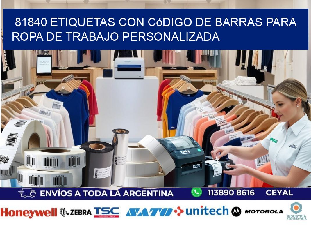 81840 Etiquetas con código de barras para ropa de trabajo personalizada