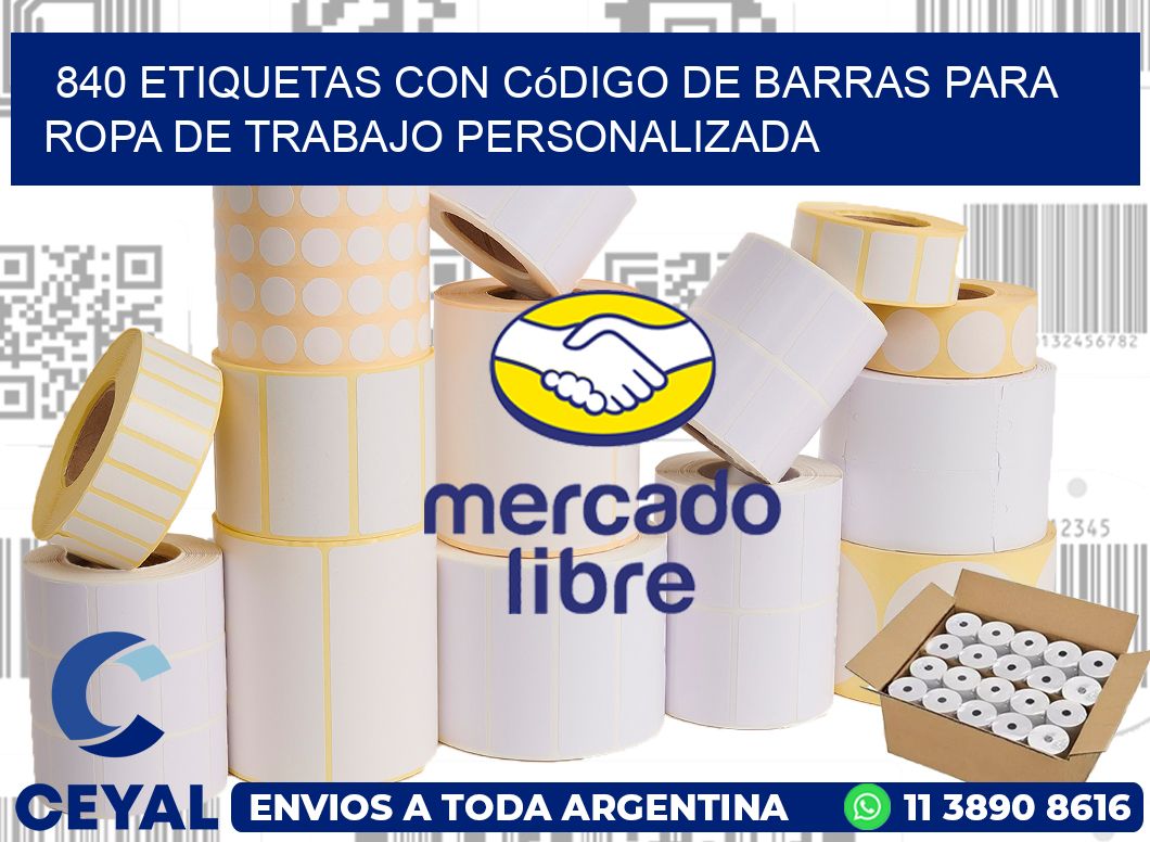 840 Etiquetas con código de barras para ropa de trabajo personalizada