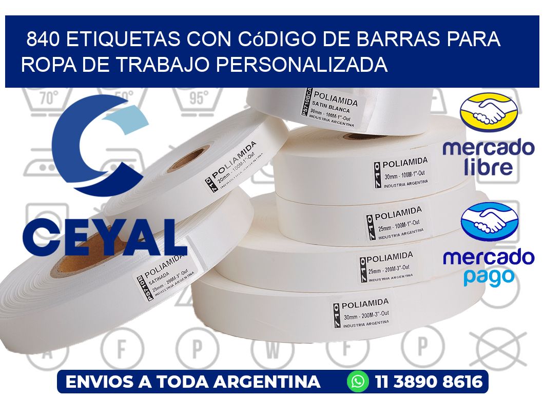 840 Etiquetas con código de barras para ropa de trabajo personalizada