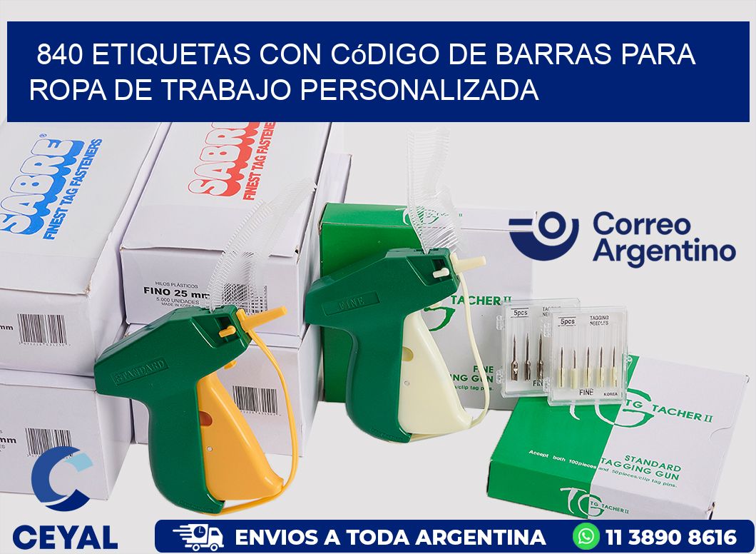 840 Etiquetas con código de barras para ropa de trabajo personalizada