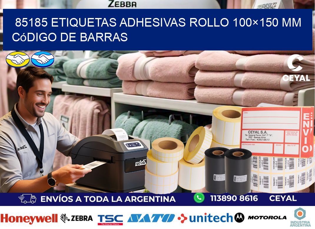 85185 etiquetas adhesivas rollo 100×150 mm código de barras