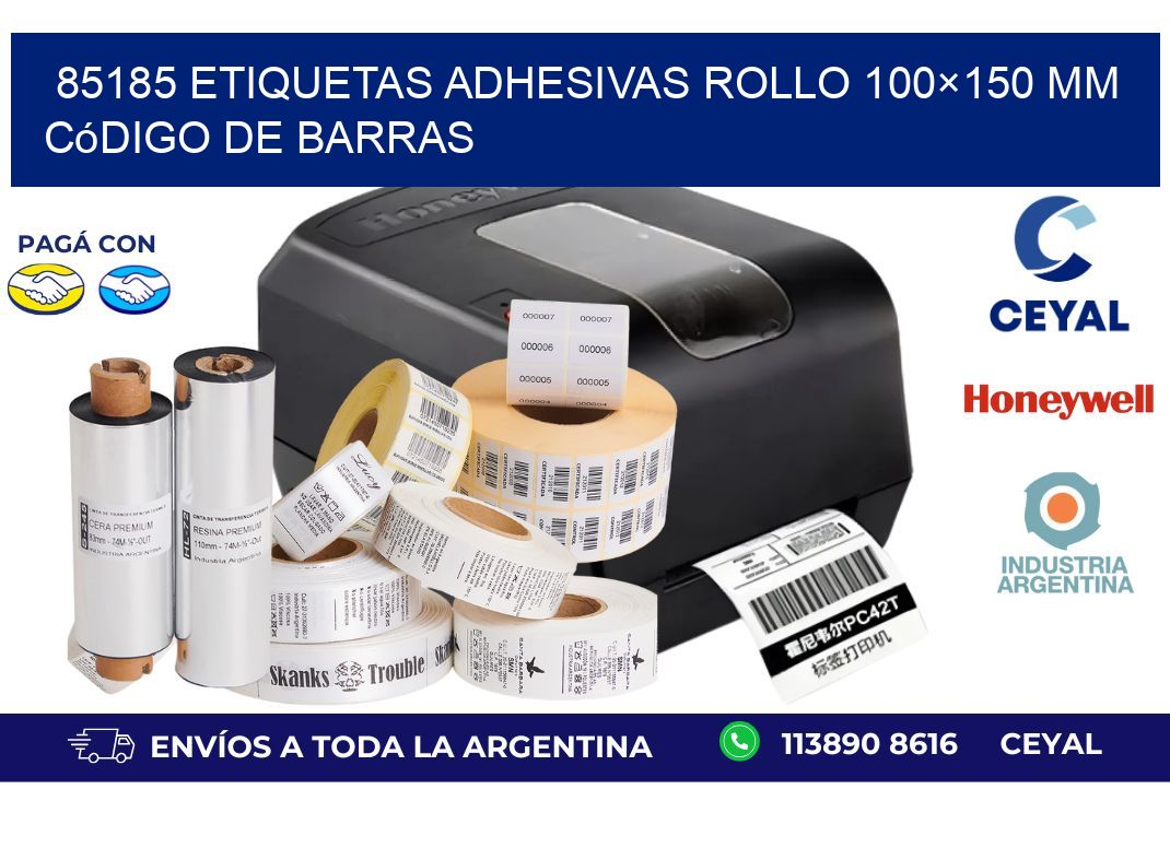 85185 etiquetas adhesivas rollo 100×150 mm código de barras