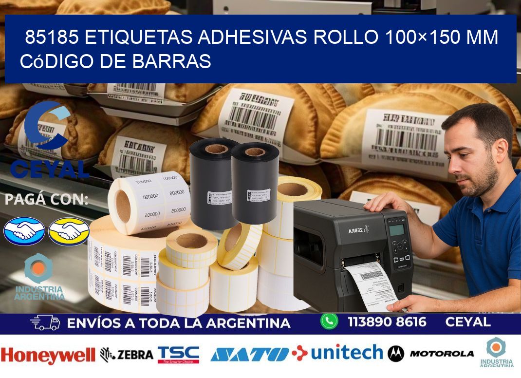 85185 etiquetas adhesivas rollo 100×150 mm código de barras