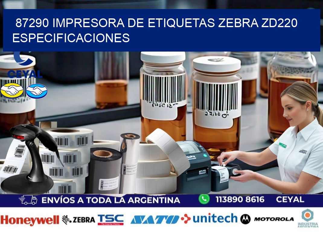 87290 impresora de etiquetas Zebra ZD220 especificaciones