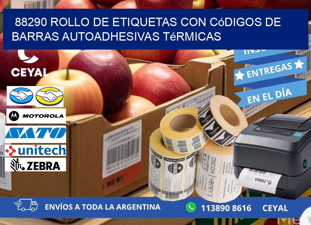 88290 Rollo de etiquetas con códigos de barras autoadhesivas térmicas