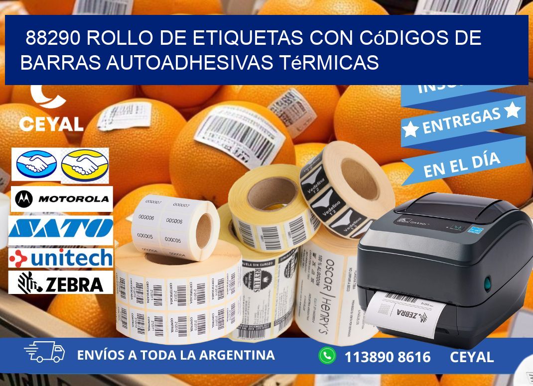 88290 Rollo de etiquetas con códigos de barras autoadhesivas térmicas