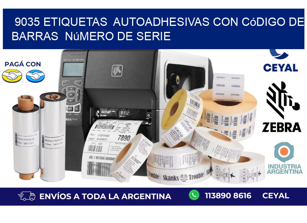 9035 etiquetas  autoadhesivas con código de barras  número de serie
