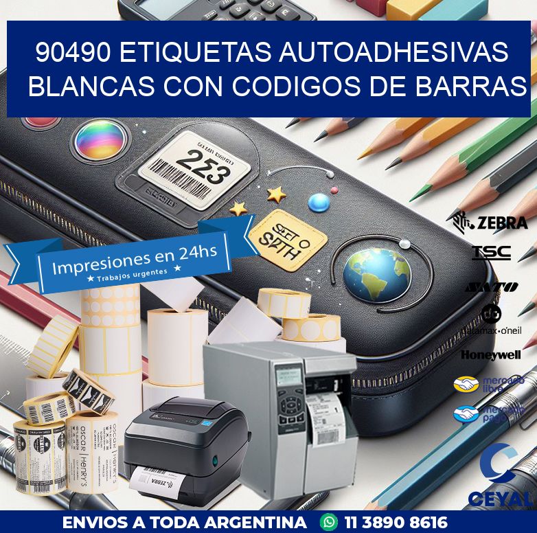 90490 etiquetas autoadhesivas blancas con codigos de barras