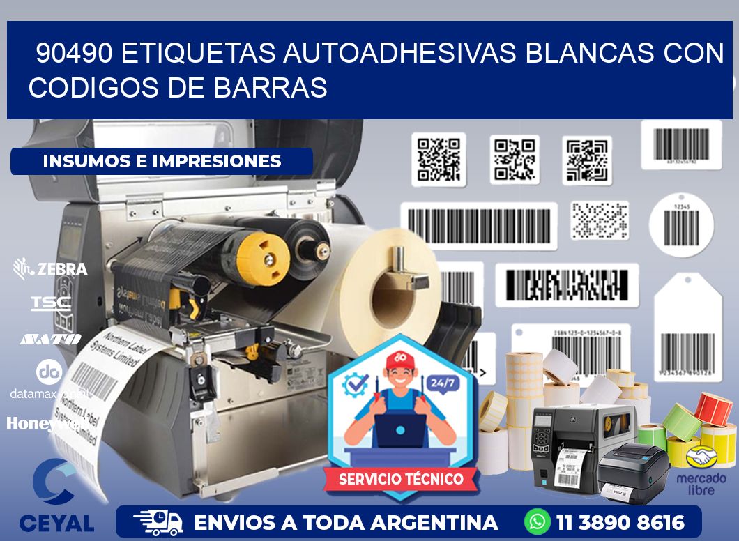 90490 etiquetas autoadhesivas blancas con codigos de barras