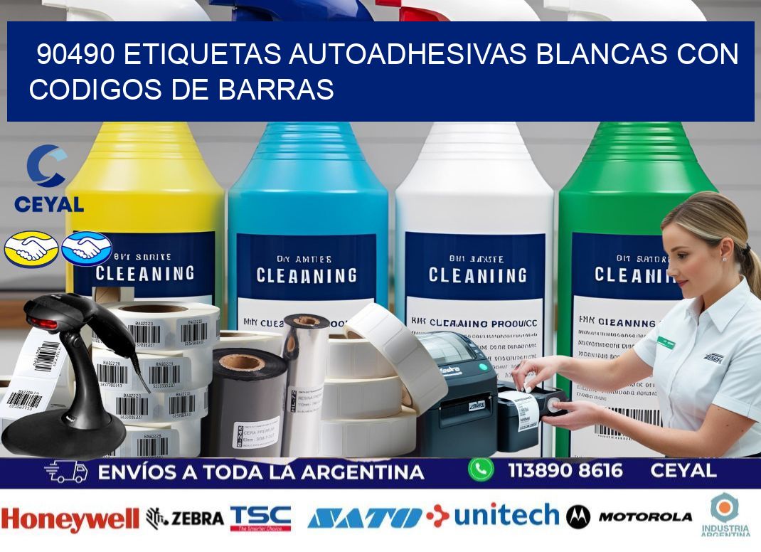 90490 etiquetas autoadhesivas blancas con codigos de barras