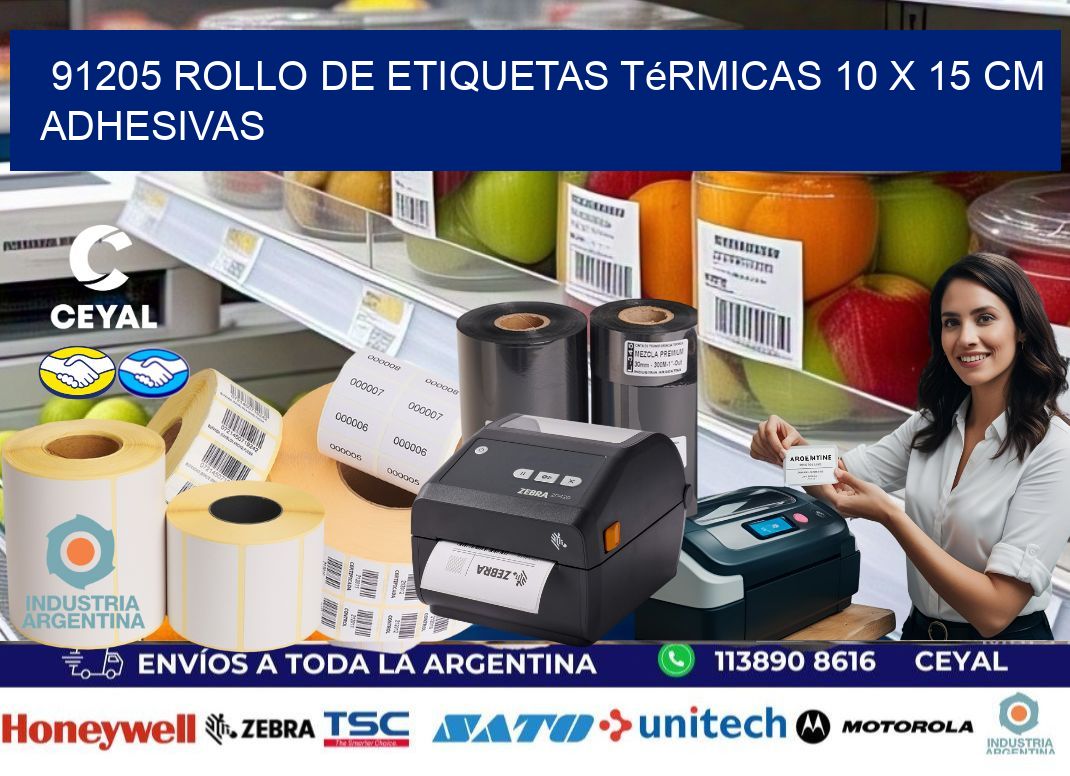 91205 Rollo de Etiquetas Térmicas 10 x 15 cm Adhesivas