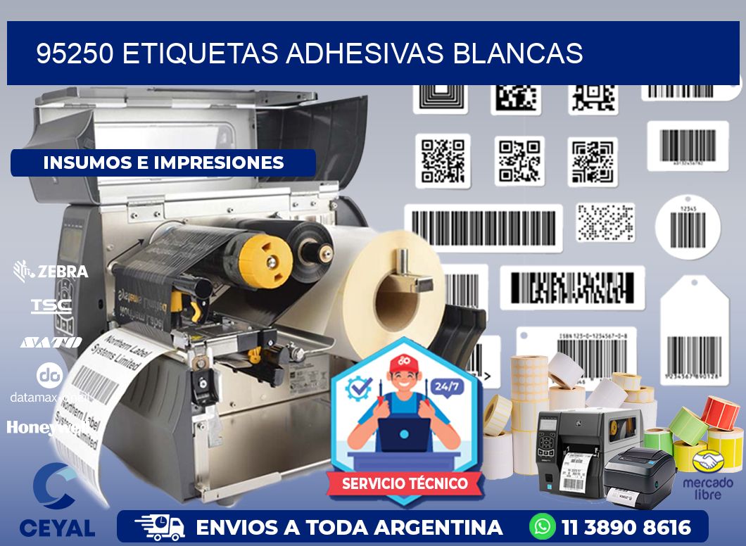 95250 etiquetas adhesivas blancas