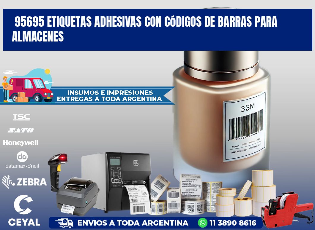95695 etiquetas adhesivas con códigos de barras para almacenes