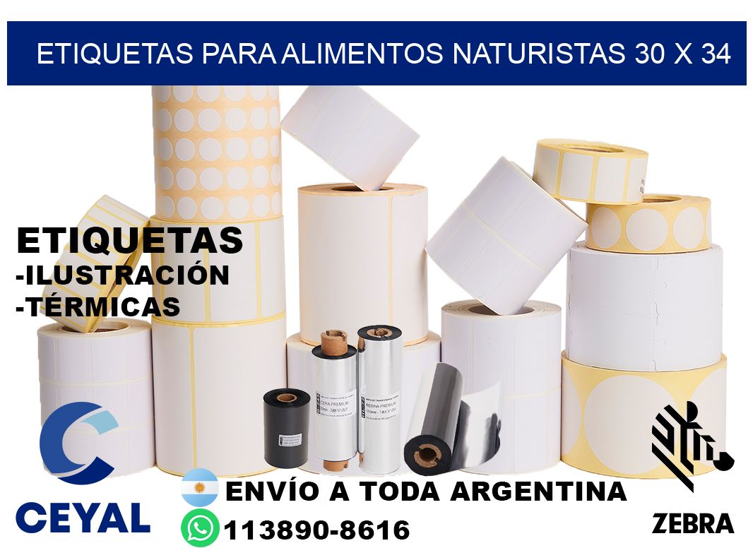 ETIQUETAS PARA ALIMENTOS NATURISTAS 30 x 34