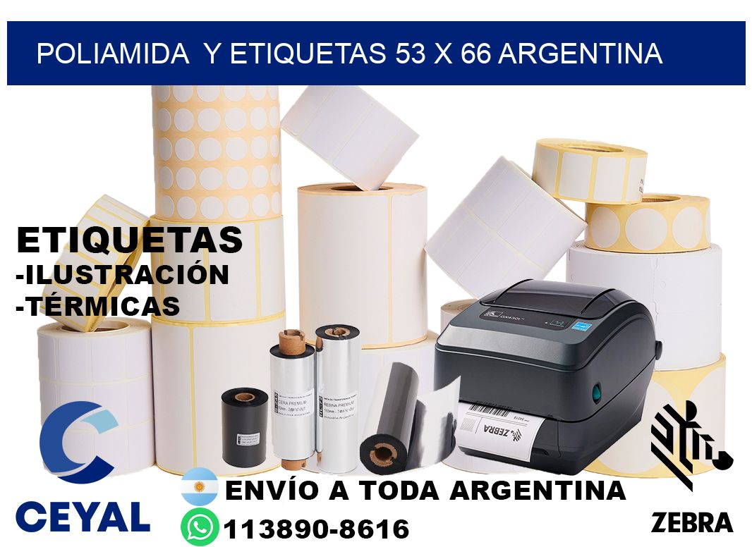 Poliamida  y etiquetas 53 x 66 argentina