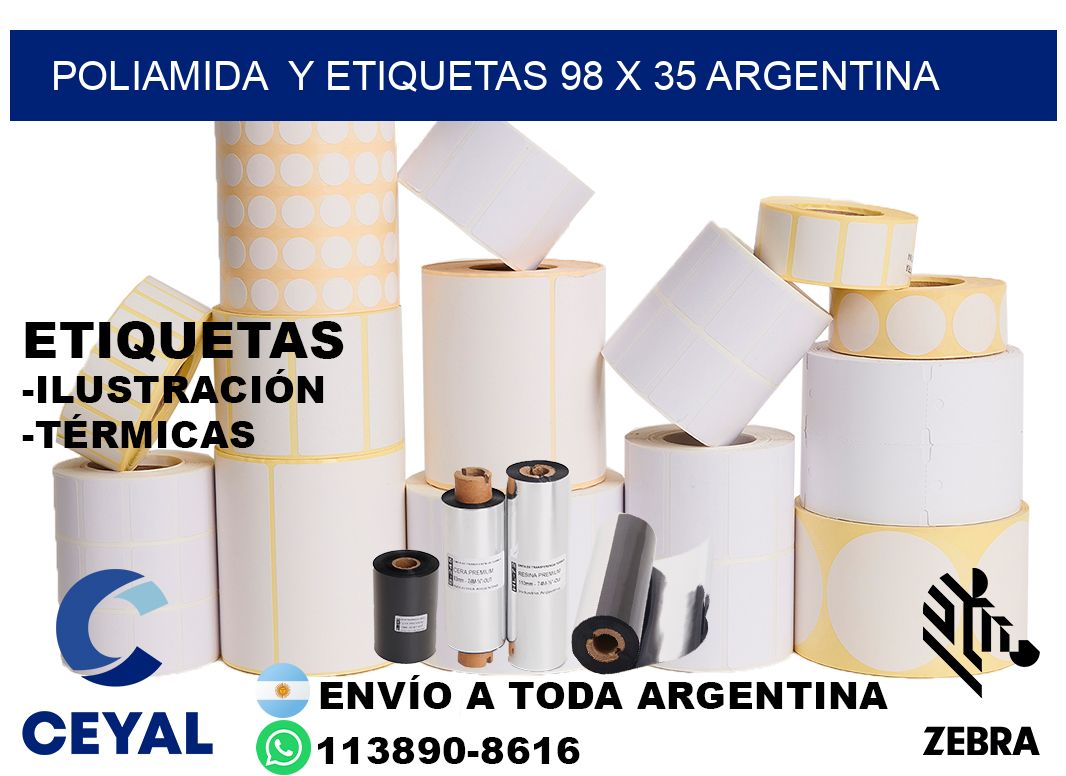 Poliamida  y etiquetas 98 x 35 argentina