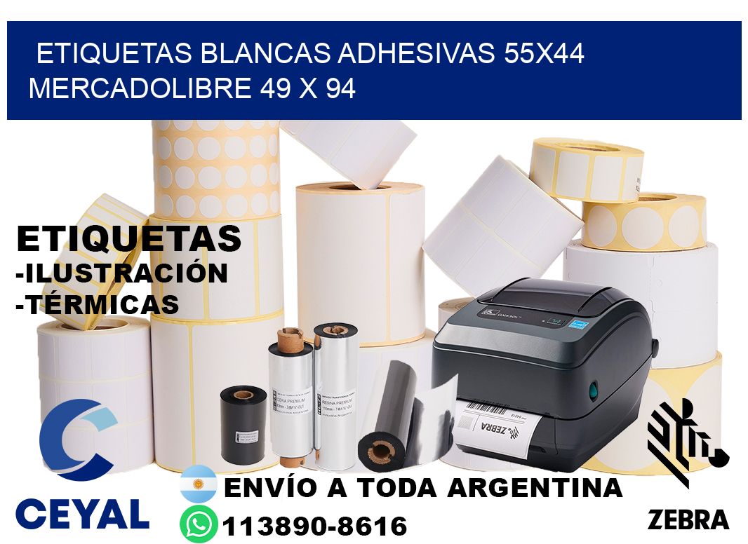 etiquetas blancas adhesivas 55x44 mercadolibre 49 x 94