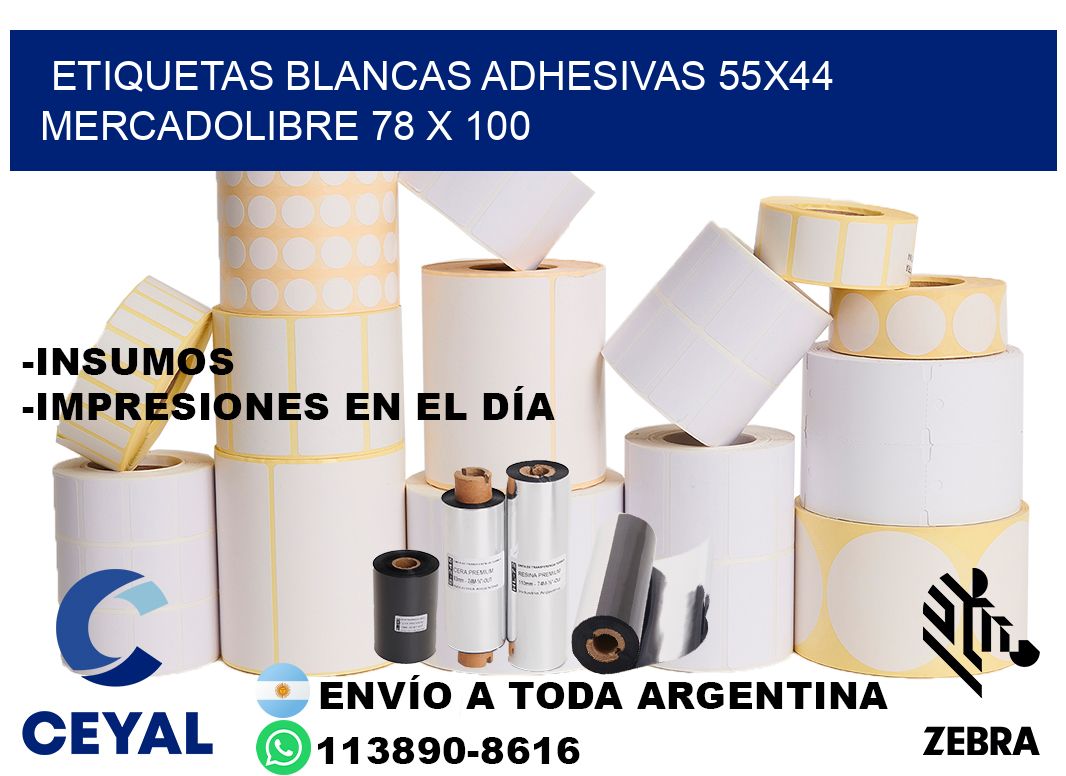 etiquetas blancas adhesivas 55x44 mercadolibre 78 x 100