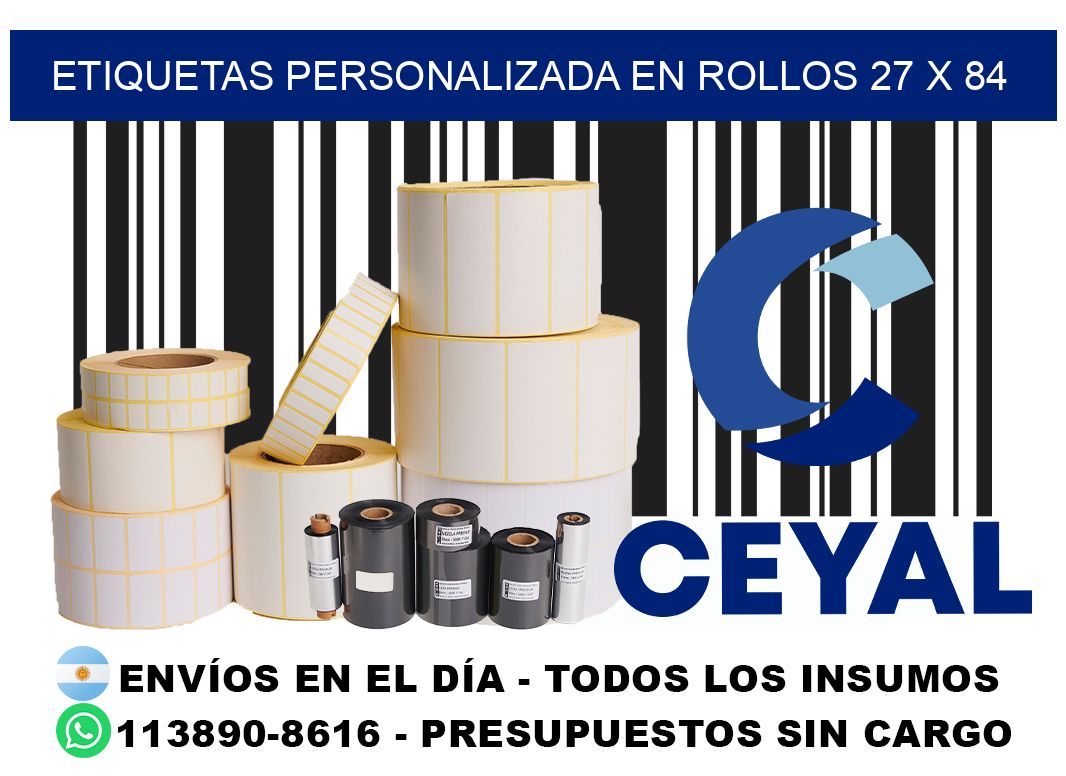 etiquetas personalizada en rollos 27 x 84