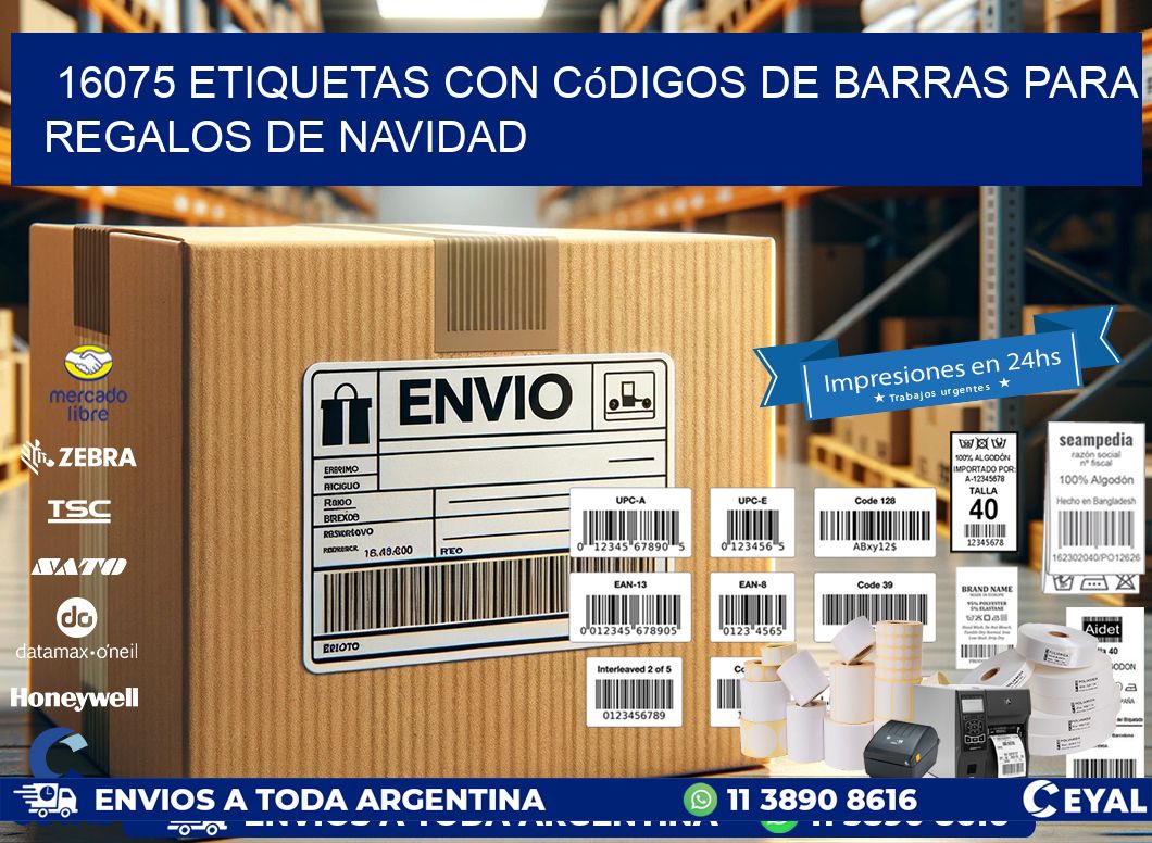 16075 etiquetas con códigos de barras para regalos de navidad