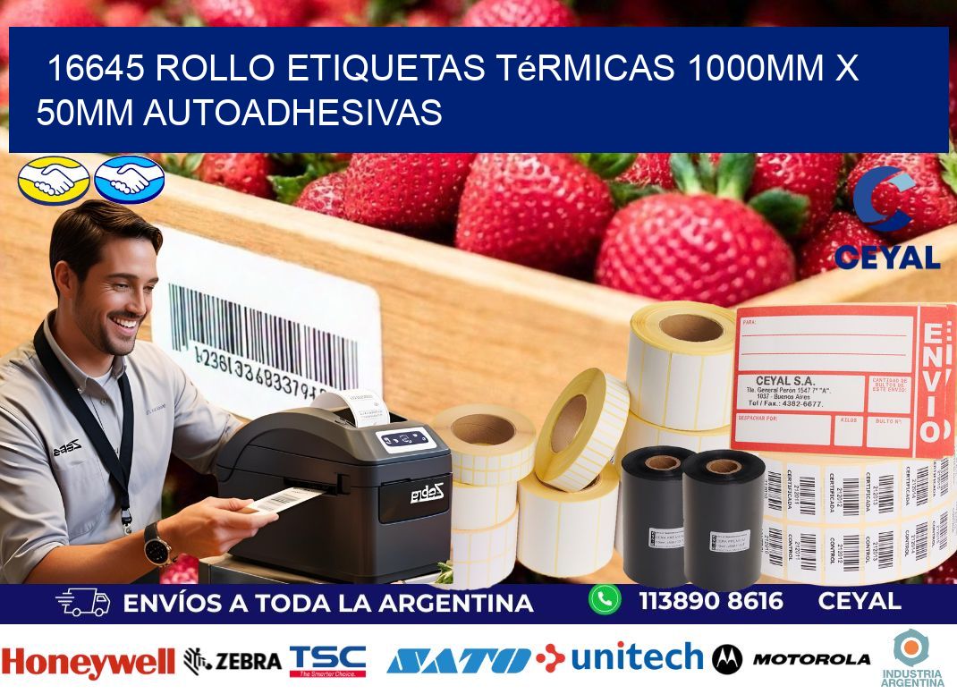 16645 Rollo Etiquetas Térmicas 1000mm X 50mm Autoadhesivas