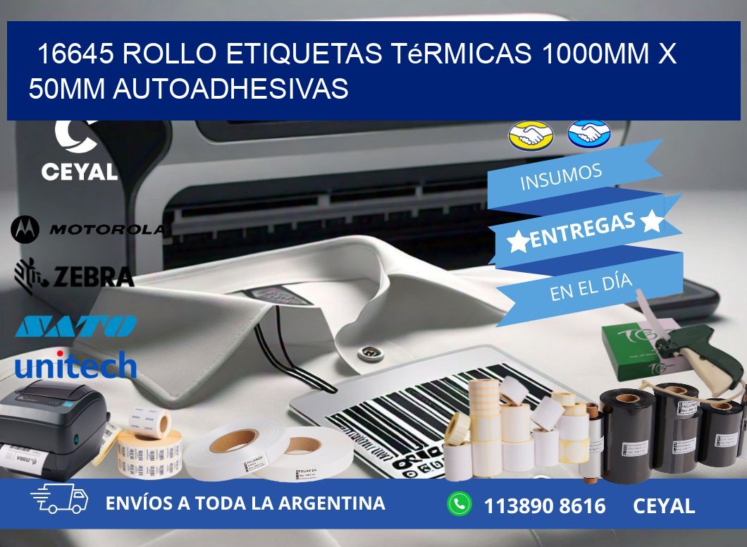 16645 Rollo Etiquetas Térmicas 1000mm X 50mm Autoadhesivas