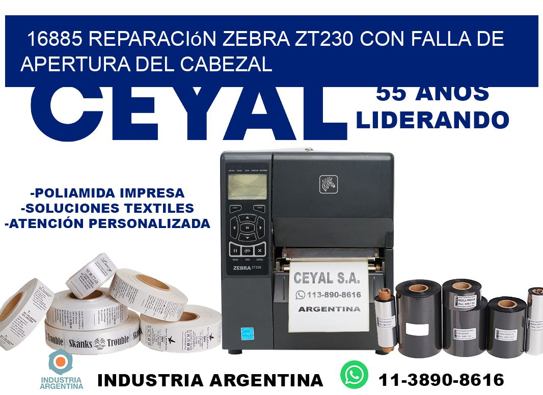 16885 reparación zebra zt230 con falla de apertura del cabezal